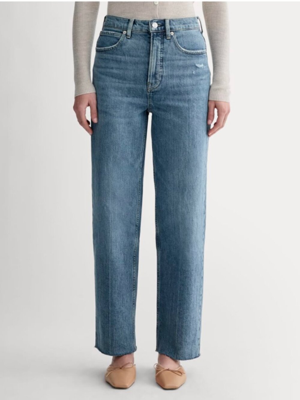 Everlane The Way High Jean, Size 28, Light Medium Blue "Distressed"